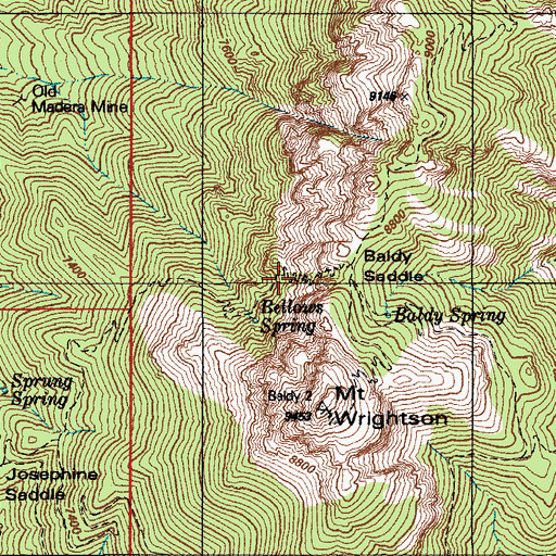 Topographic Map of Baldy Saddle, AZ
