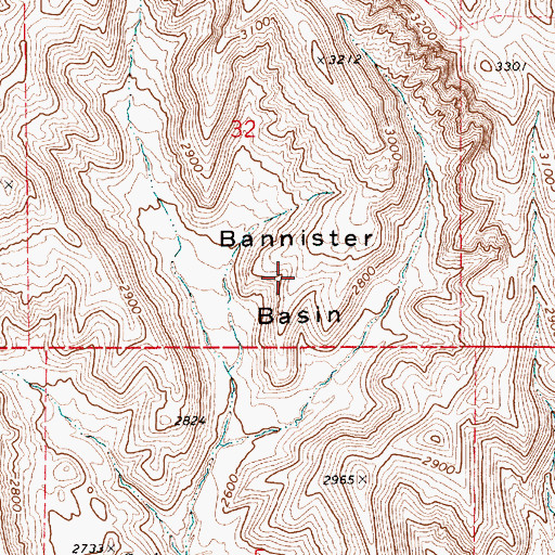 Topographic Map of Bannister Basin, ID