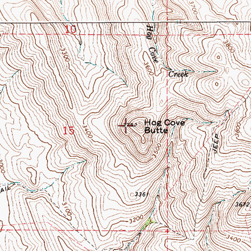 Topographic Map of Hog Cove Butte, ID