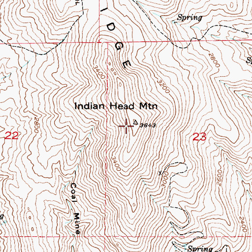 Topographic Map of Indian Head Mountain, ID