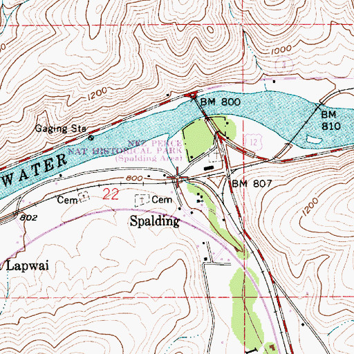 Topographic Map of Lapwai Valley, ID