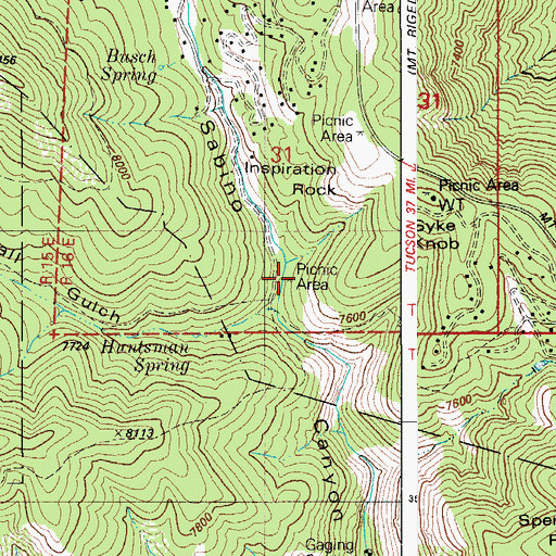 Topographic Map of Marshall Gulch Picnic Area, AZ