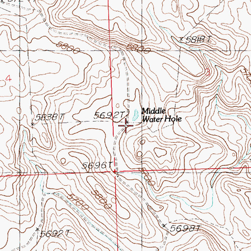 Topographic Map of Middle Water Hole, ID