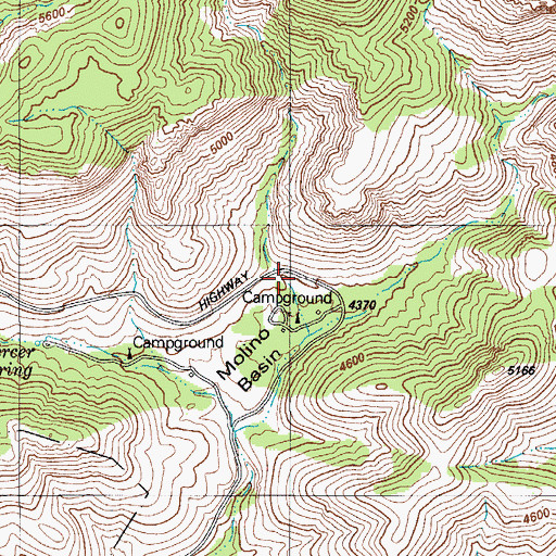 Topographic Map of Molino Basin Campground, AZ