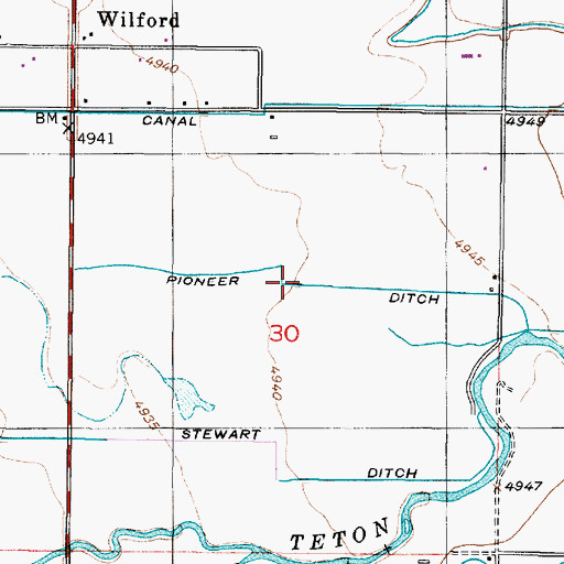 Topographic Map of Pioneer Ditch, ID