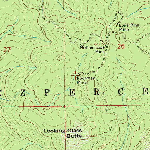 Topographic Map of Poorman Mine, ID