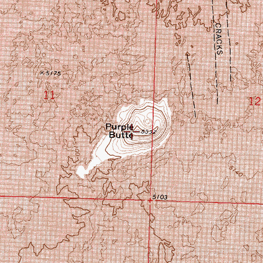 Topographic Map of Purple Butte, ID