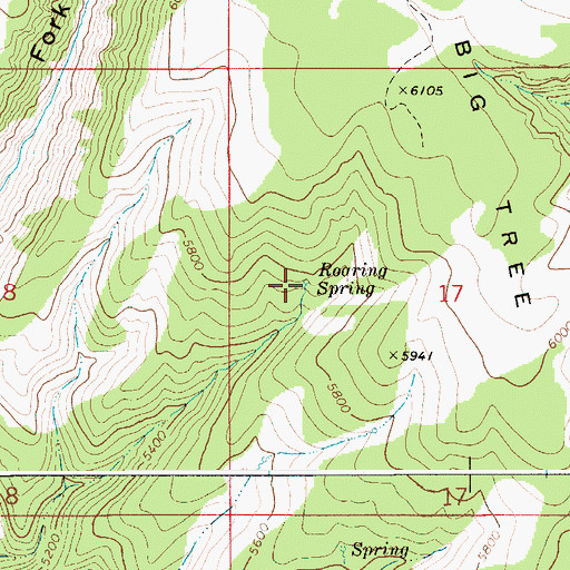 Topographic Map of Roaring Spring, ID
