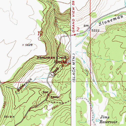 Topographic Map of Stoneman Creek Spring, ID