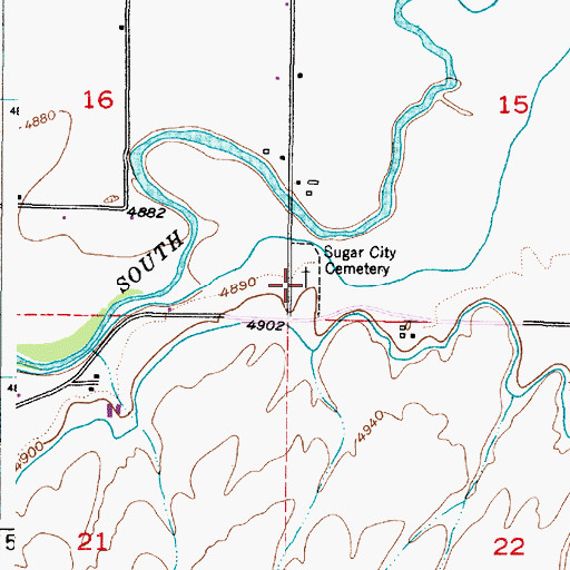 Topographic Map of Sugar City Cemetery, ID