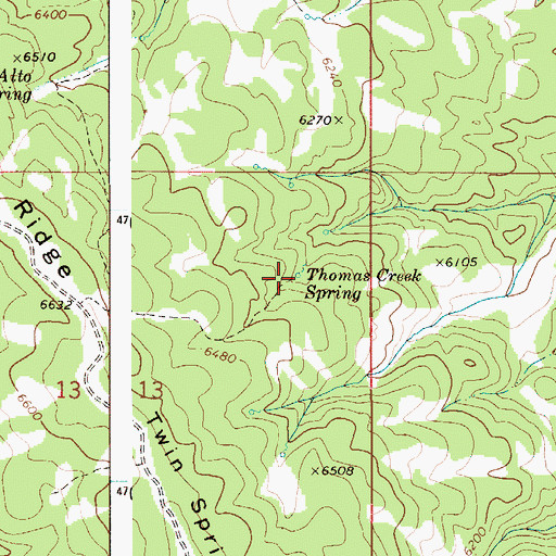 Topographic Map of Thomas Creek Spring, ID