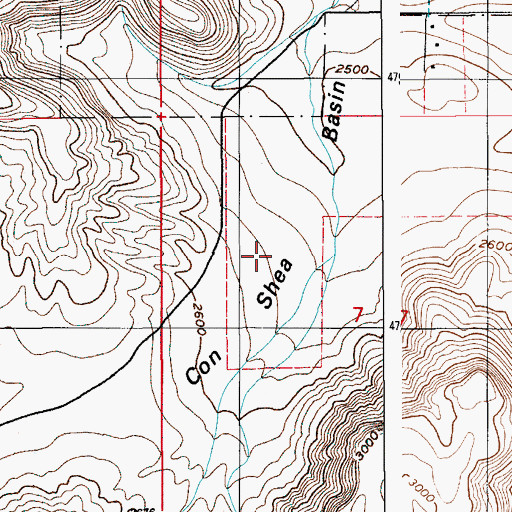Topographic Map of Con Shea Basin, ID