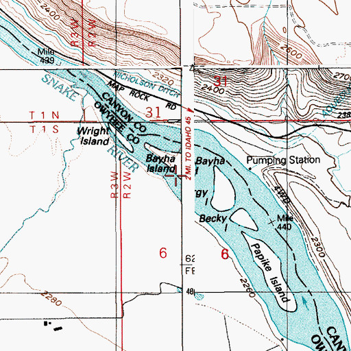Topographic Map of Bayha Island, ID