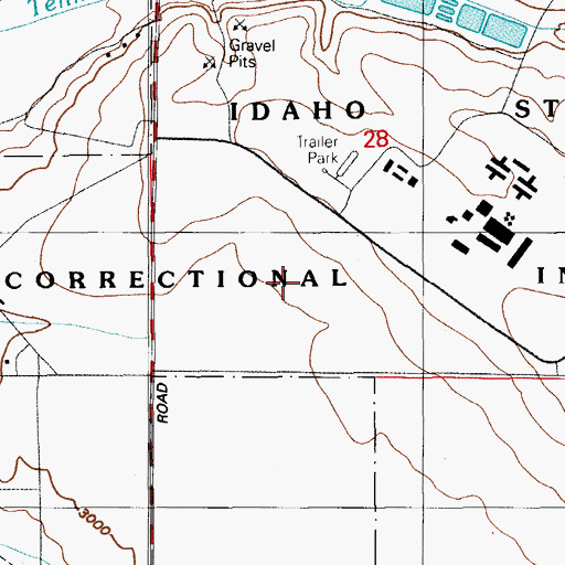 Topographic Map of Idaho State Correctional Institution, ID