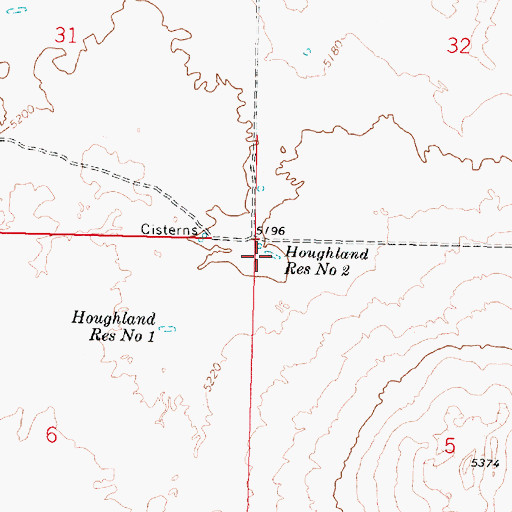 Topographic Map of Houghland Reservoir Number 2, ID