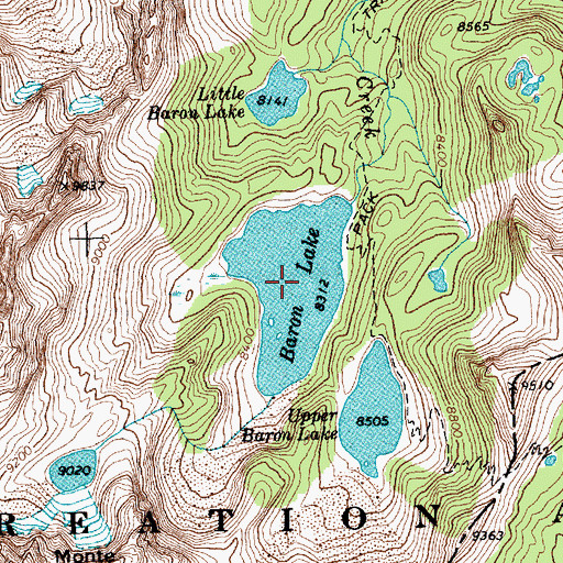 Topographic Map of Baron Lake, ID
