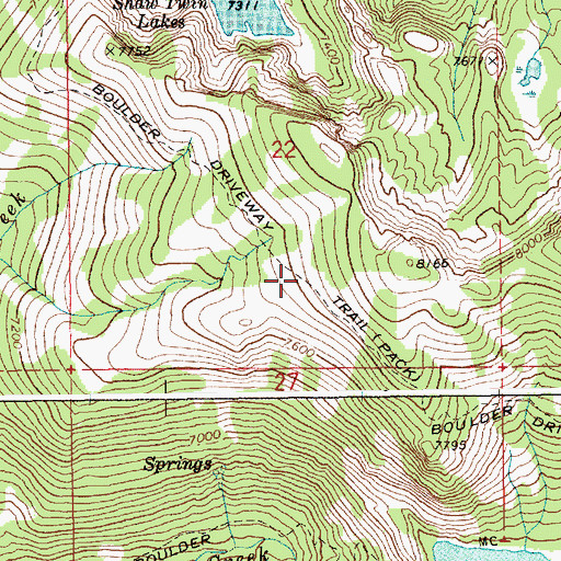 Topographic Map of Boulder Driveway Trail, ID