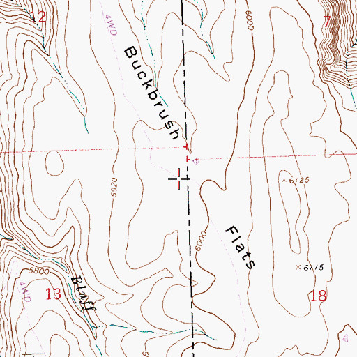 Topographic Map of Buckbrush Flats, ID
