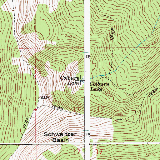 Topographic Map of Colburn Lake, ID