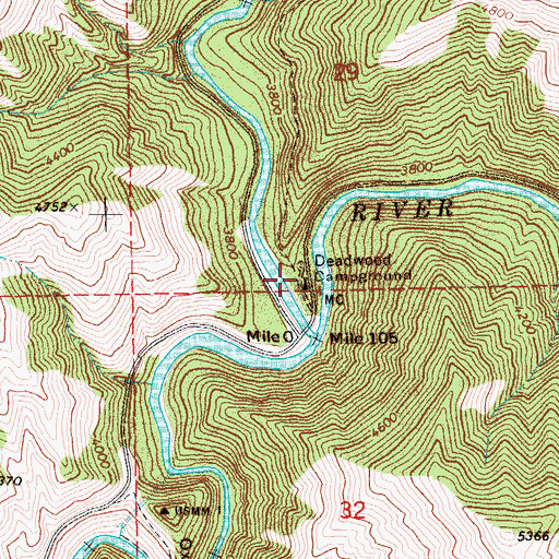 Topographic Map of Deadwood Campground, ID