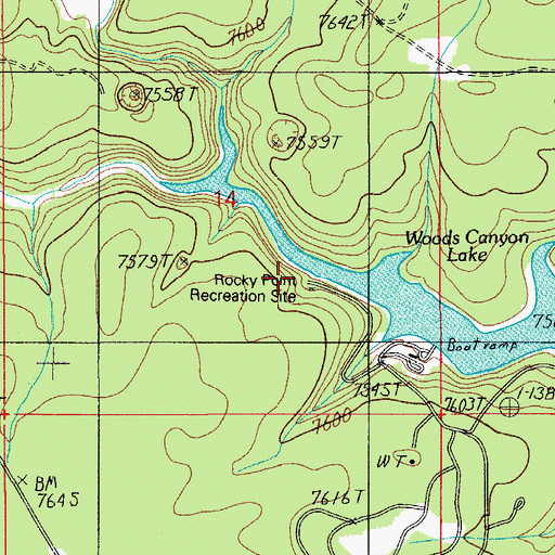 Topographic Map of Rocky Point Recreation Area, AZ