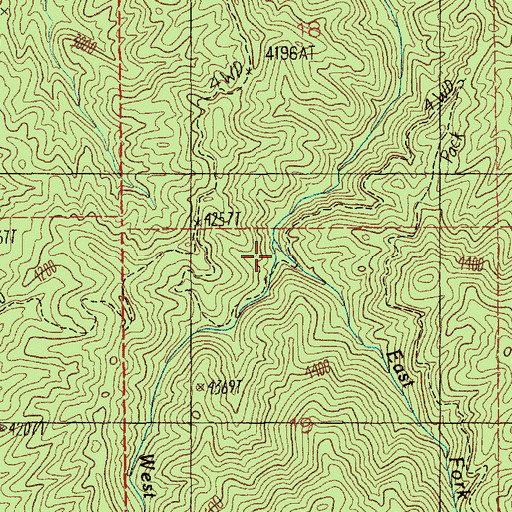 Topographic Map of East Fork Horn Creek, ID