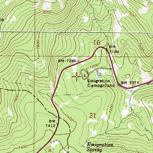 Topographic Map of Emigration Campground, ID