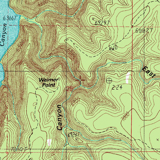 Topographic Map of East Fork Weimer Canyon, AZ