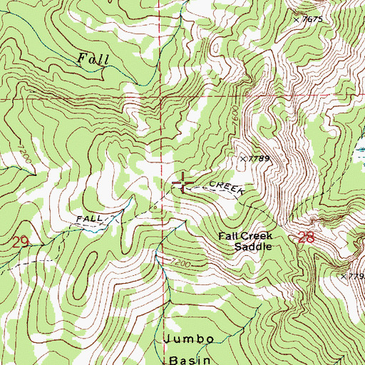 Topographic Map of Fall Creek Trail, ID