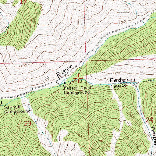 Topographic Map of Federal Gulch, ID
