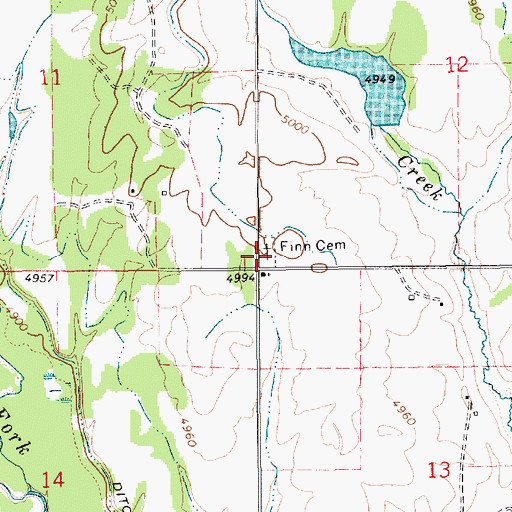Topographic Map of Finn Cemetery, ID