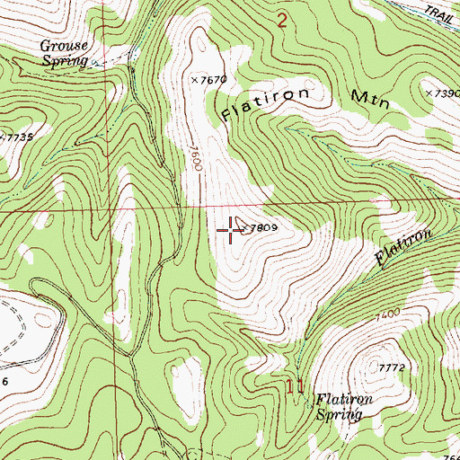 Topographic Map of Flatiron Mountain, ID