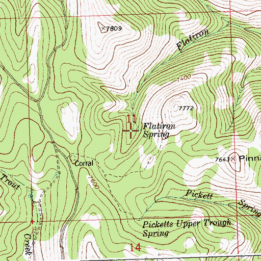 Topographic Map of Flatiron Spring, ID