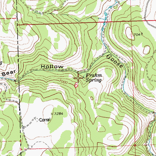 Topographic Map of Frahm Spring, ID