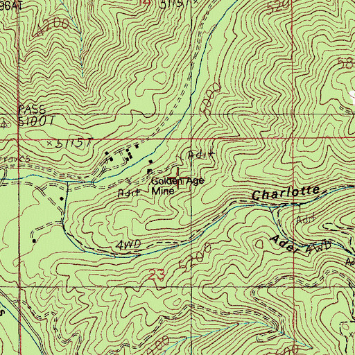Topographic Map of Golden Age Mine, ID