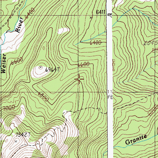 Topographic Map of Granite Creek Trail, ID