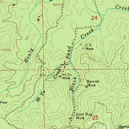 Topographic Map of Hi Yu Creek, ID