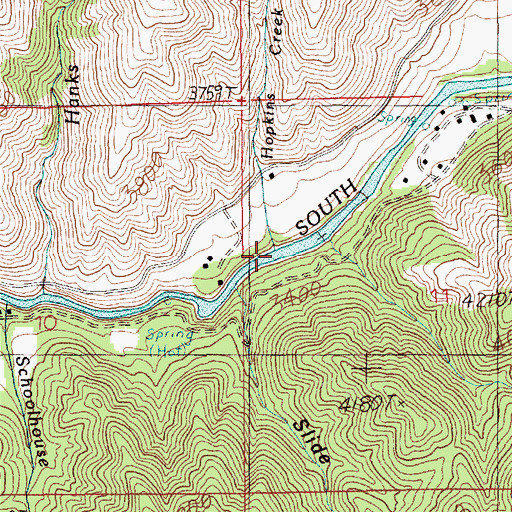 Topographic Map of Hopkins Creek, ID