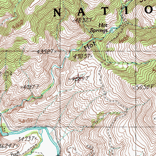 Topographic Map of Hot Springs Trail (historical), ID