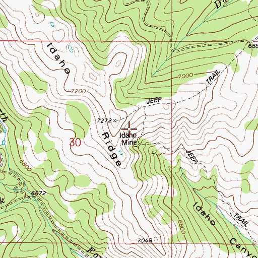 Topographic Map of Idaho Mine, ID