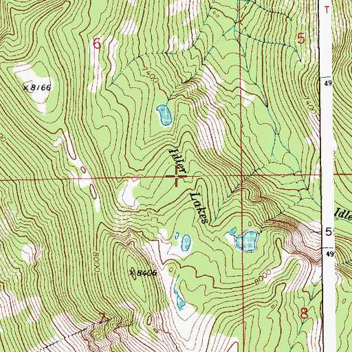 Topographic Map of Idler Lakes, ID