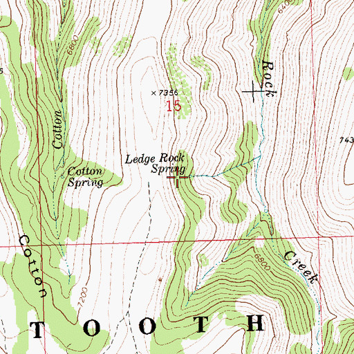 Topographic Map of Ledge Rock Spring, ID
