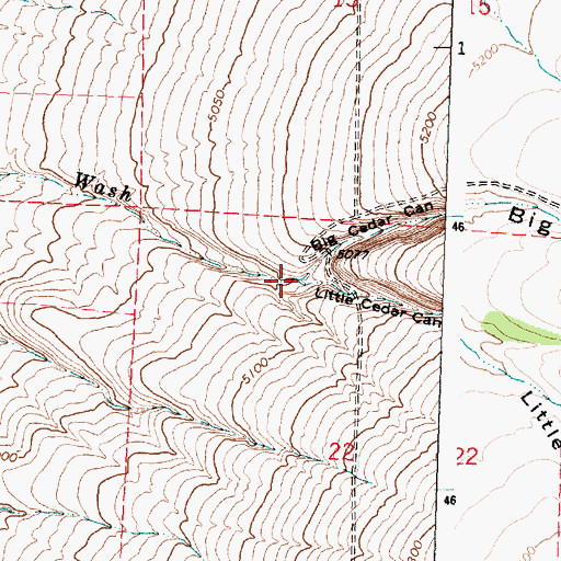 Topographic Map of Little Cedar Canyon, ID