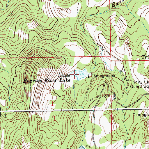Topographic Map of Little Roaring River Lake, ID