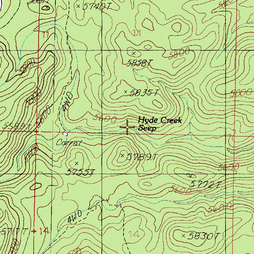 Topographic Map of Hyde Creek Seep, AZ