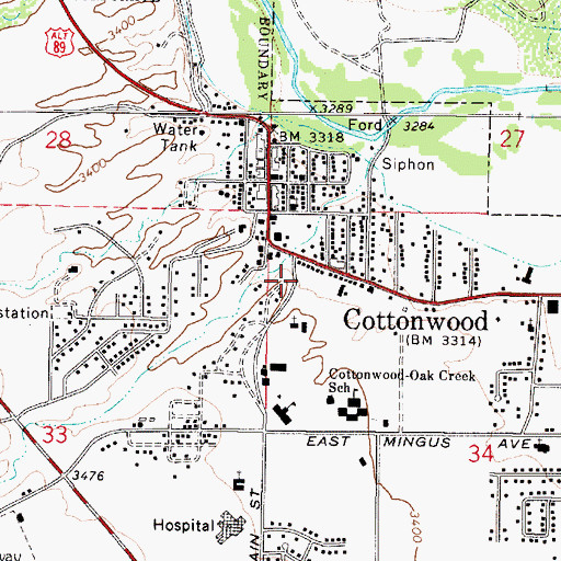 Topographic Map of Lions Club Park, AZ