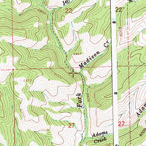 Topographic Map of Madison Creek, ID
