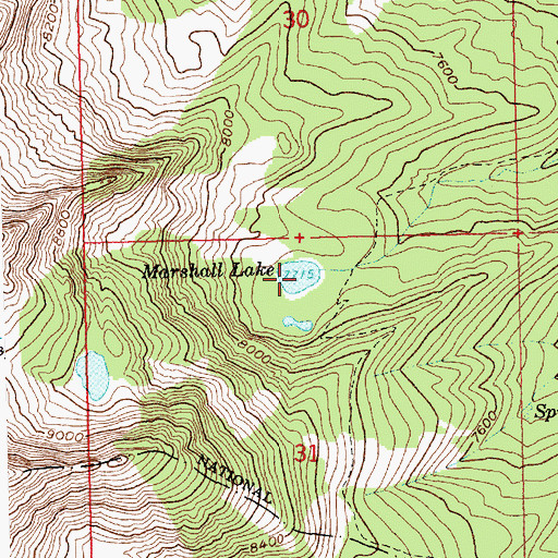Topographic Map of Marshall Lake, ID