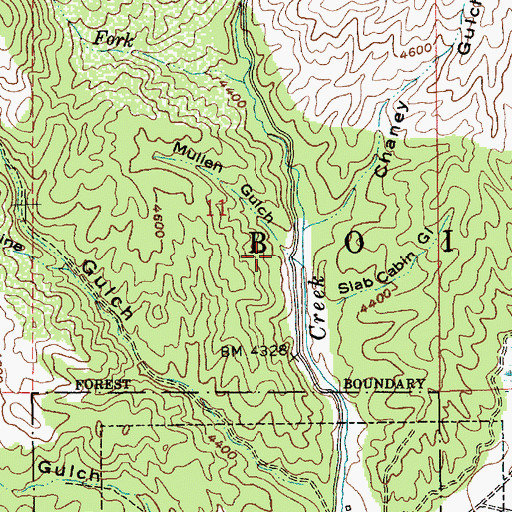 Topographic Map of Mullen Gulch, ID