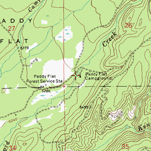 Topographic Map of Paddy Flat Campground, ID